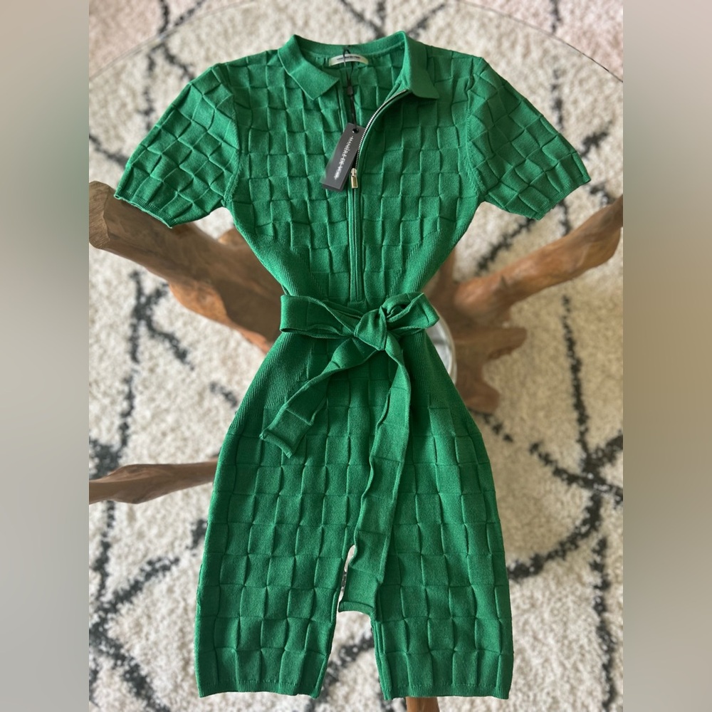 Maniere De Voir Green Textured Jumpsuit - Picture 6 of 8